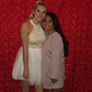 Gold and white short party dress